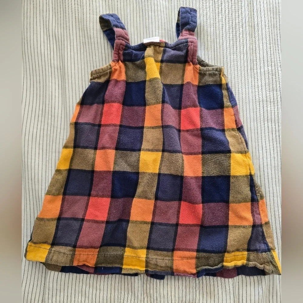 Hanna Andersson Flannel Butt Down Overall Dress Multicolor Size 4 Plaid Cotton